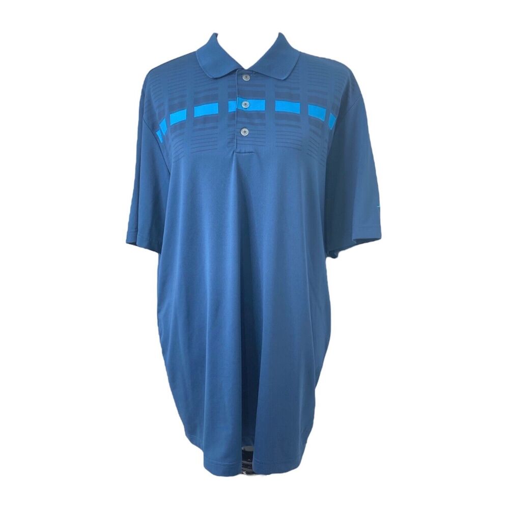 Adidas puremotion Mens Large Polo Golf Shirt Blue Short Sleeve Athletic Top
